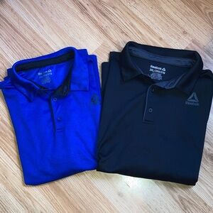 Reebok Mens Polo Short Sleeve Collared Top 2 Item Bundle Blue Black sz 2XL